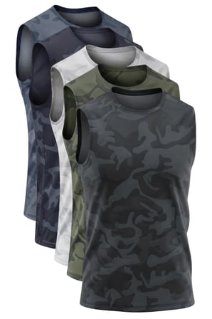 5'li Erkek Nem Emici Hızlı Kuruma Atletik Teknik Sporcu Sıfır Kol T-shirt Siyah-Haki-Gri-Lacivert-Füme