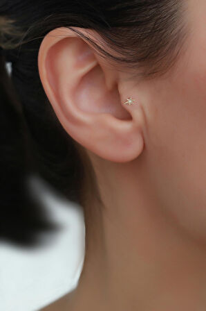 14 Ayar Altın Taşlı Yıldız Tragus