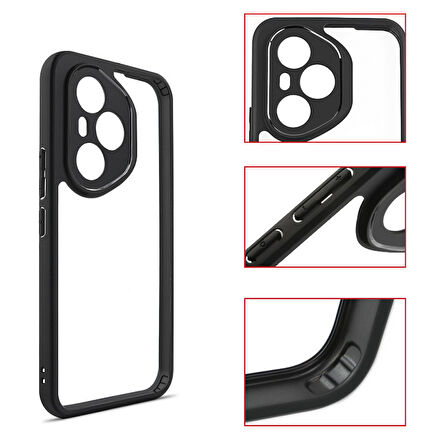 Gpack Honor 400 Pro uyumlu Kılıf Roll Arkası Şeffaf Plastik Kenar Silikon Airbagli
