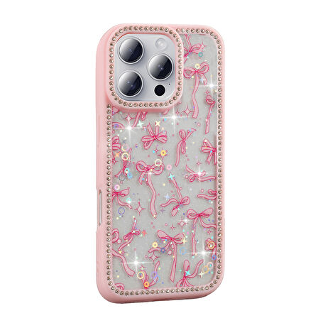 Gpack iPhone 16 Pro uyumlu Kılıf Simli ve Taşlı Dizayn Azra Kapak