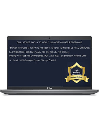 Latitude 5440 Intel Core I7 1355U 16GB 512GB SSD 14" Fhd Freedos Taşınabilir Bilgisayar