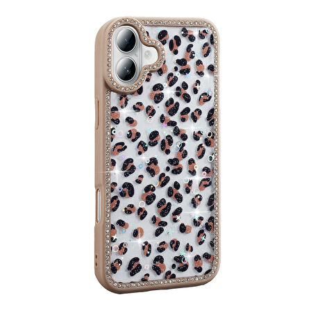 Gpack iPhone 16 Plus uyumlu Kılıf Simli ve Taşlı Dizayn Azra Kapak