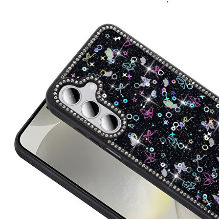 Gpack Samsung Galaxy S24 FE uyumlu Kılıf Simli ve Taşlı Dizayn Azra Kapak