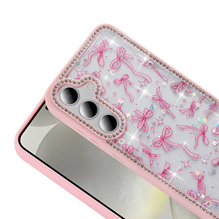 Gpack Samsung Galaxy S24 FE uyumlu Kılıf Simli ve Taşlı Dizayn Azra Kapak