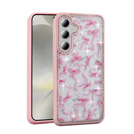 Gpack Samsung Galaxy S24 FE uyumlu Kılıf Simli ve Taşlı Dizayn Azra Kapak