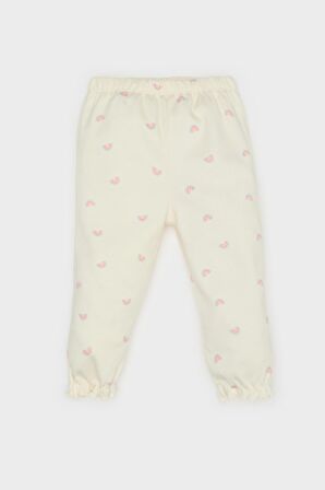 Kız Bebek Pijama Takımı Gökkuşağı Baskılı Uzun Kollu Üst Beli Lastikli Uzun Alt