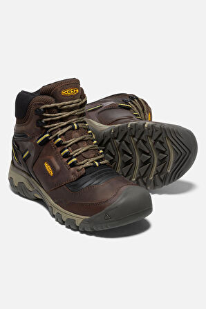 RiDGE FLEX MiD WP M-COFFEE BEAN/KEEN YEL - Su Geçirmez Erkek Yürüyüş Botu - Koyu Kahverengi