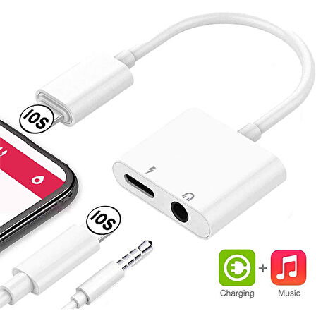 İPhone-3.5mm Kulaklık Ve Şarj Dönüştürücü Başlık Adaptör Kablo