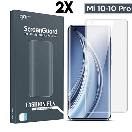 GOR Xiaomi Mi 10-10 Pro 3D Kavisli Full Ekran Koruyucu 2 Adet Set