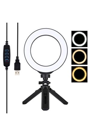 Puluz 6.2 Inch Ring Light Led Işık 16cm Stand Youtuber Çekim Işığı Siyah