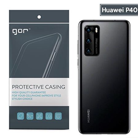 GOR Huawei P40 Kamera Korumalı Ultra Slim Silikon Kılıf ŞEFFAF