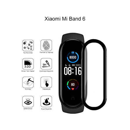 Xiaomi Mi Band 6 Ekran Koruyucu 3D Kavisli Full Kaplama Pmma