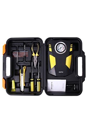 12v Taşınabilir Hava Pompası Kompresör Araç Lastik Şişirme Ve Tamir Seti Siyah