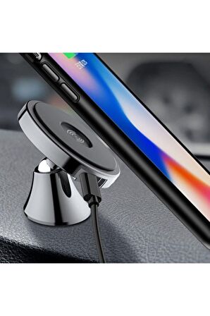 Ally F608 Wireless Şarj 360 Derece Donerli Araç Telefon Tutucu Siyah
