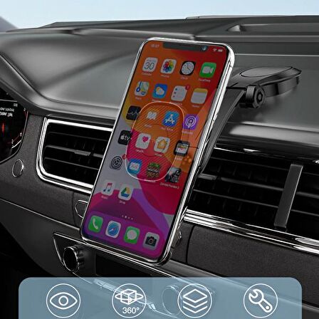 FLOVEME Manyetik Dashboard Mıkantıslı Araç Telefon Tutucu SİYAH