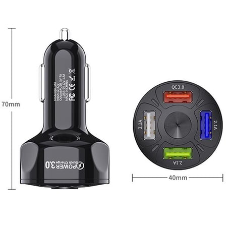 USLİON QC3.0 4- Port Çıkışlı Çoklu Usb Araç Şarjı Şarj Aleti