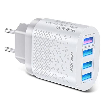 Uslion Bk-375 USB 48 Watt Hızlı Şarj Aleti Beyaz