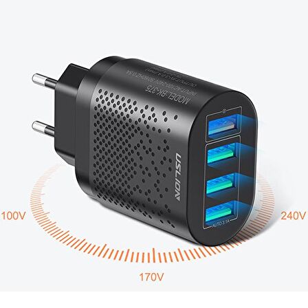 Uslion Bk-375 USB 48 Watt Hızlı Şarj Aleti Siyah