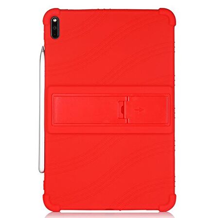 ALLY Huawei MatePad Pro 10.8 İnç Standlı Silikon Kılıf KIRMIZI