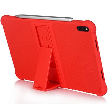 ALLY Huawei MatePad Pro 10.8 İnç Standlı Silikon Kılıf KIRMIZI