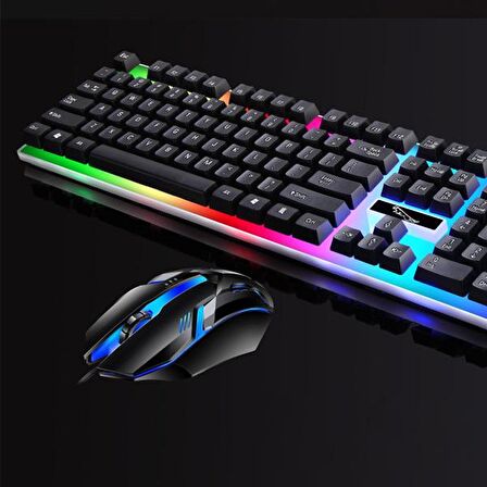 ALLY G21B Usb Led Işıklı Oyuncu Klavye Ve Mouse Set SİYAH