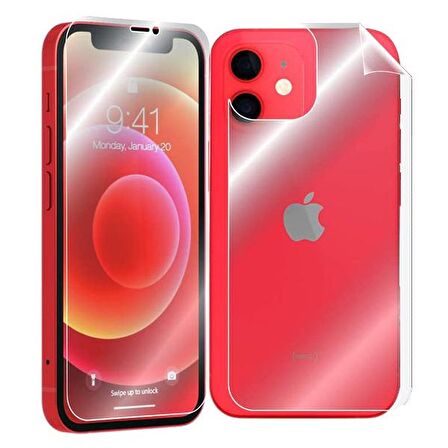 İPhone 12 6.1 Film Ön Arka Full Koruyucu Membran Nano Hidrojel Koruyucu Set ŞEFFAF