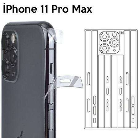 İPhone 11 Pro Max 6.5 Hidrojel Hayalet Yan Alt Üst Kamera Kaplama Film ŞEFFAF