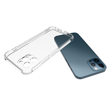 İPhone 12 Pro 6.1 Anti-Drop Silikon Kılıf Kamera Korumalı Şeffaf Silikon Kılıf ŞEFFAF