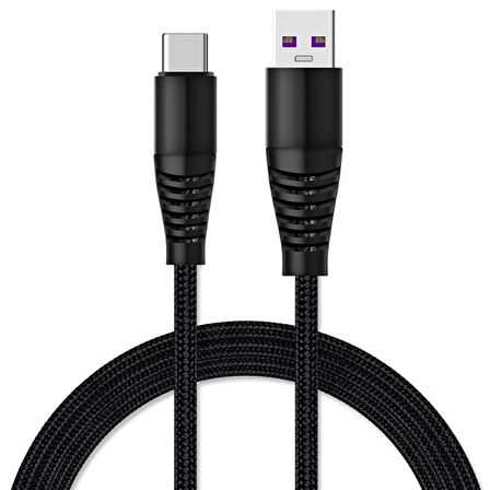 ALLY 5A Ultra Hızlı Şarj USB Şarj Kablosu Type-C 1metre SİYAH