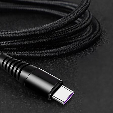 ALLY 5A Ultra Hızlı Şarj USB Şarj Kablosu Type-C 1metre SİYAH