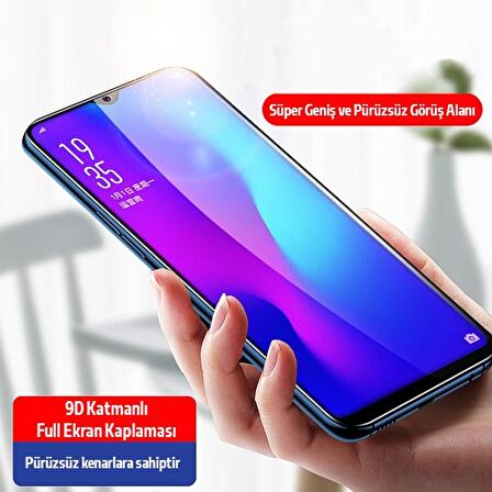 SM Galaxy A72 9D Full Glue Tempered Cam Ekran Koruyucu SİYAH