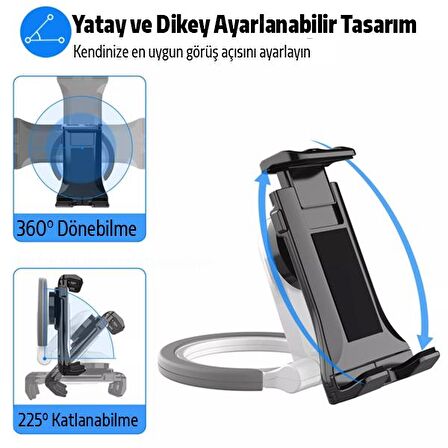ALLY PB-47B Askılı Katlanabilen Çok İşlevli Tablet -Telefon Standı Tutucu BEYAZ
