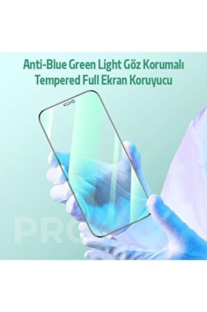 ALLY İPhone 12 Pro Max Anti -Blue Green Light Göz Korumalı Tempered Full Ekran Koruyucu SİYAH