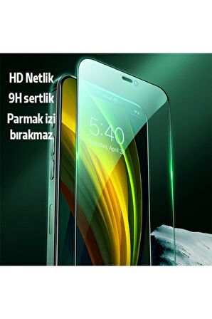 ALLY İPhone 12 Pro Max Anti -Blue Green Light Göz Korumalı Tempered Full Ekran Koruyucu SİYAH