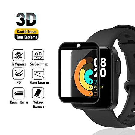 Xiaomi Mi Watch Lite 3D Full Kavisli PMMA Cam Ekran Koruyucu SİYAH