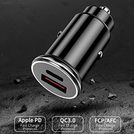 ALLY 20W PD Type-C USB Çıkış Hızlı Araç Çakmak Şarj Cihazı SİYAH