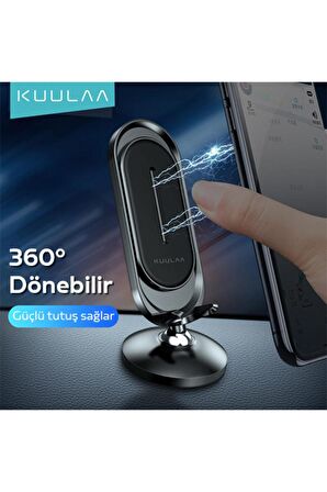 KUULAA Universal Mıknatıslı Standlı Cep Telefon Araç Tutucu Aluminum SİYAH