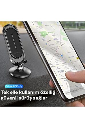 KUULAA Universal Mıknatıslı Standlı Cep Telefon Araç Tutucu Aluminum SİYAH