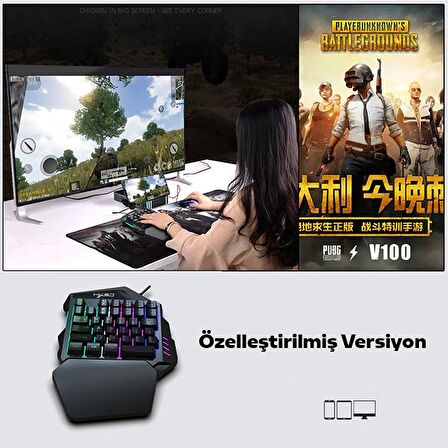 Ally HXSJ V100+ A869 Gaming 7200 DPI 7 RGB ışıklı Oyuncu Klavye+Oyuncu Mouse SİYAH