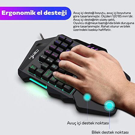 Ally HXSJ V100+ A869 Gaming 7200 DPI 7 RGB ışıklı Oyuncu Klavye+Oyuncu Mouse SİYAH