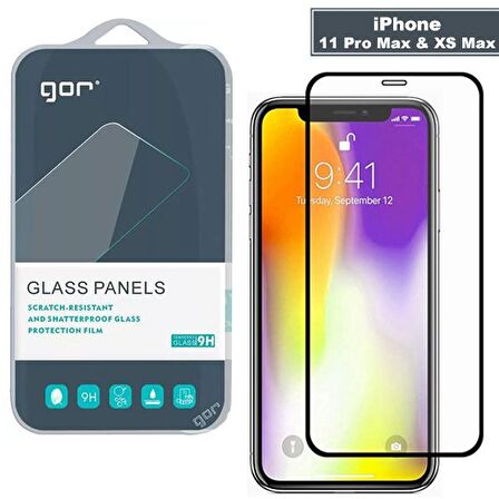 GOR İPhone 11 Pro Max -XS Max 9D Hardening Tempered Full Cam Ekran Koruyucu SİYAH