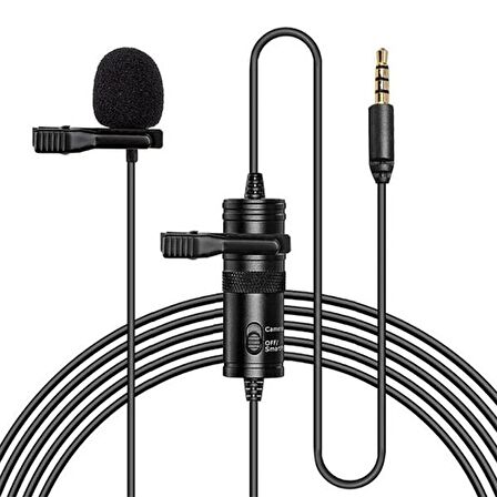 ALLY 3.5MM Universal Lavalier Kablolu Yaka Mikrofonu 6 Metre SİYAH