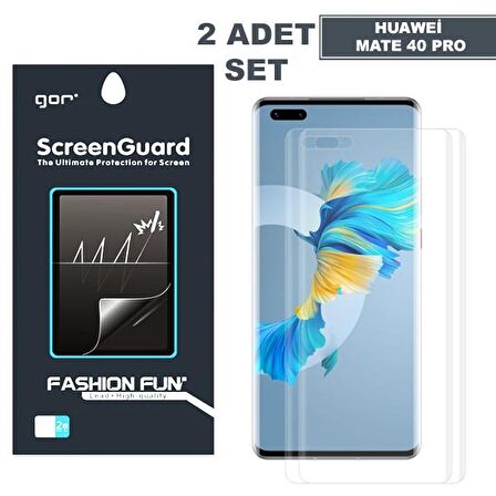 Gor Huawei Mate 40 Pro 3D Kavisli Full Kaplama Darbe Emici Ekran Koruyucu 2 Adet Set Mate 40 Pro+ ŞEFFAF