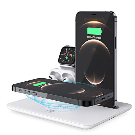 ALLY 4 in1 15W Kablosuz Hızlı Şarj Standı İPhone+İwatch+AirPods Pro Wireless