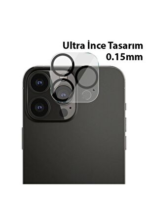 Iphone 13 Pro-13 Pro Max Uyumlu 3d Full Tempered Glass Cam Kamera Koruyucu Şeffaf