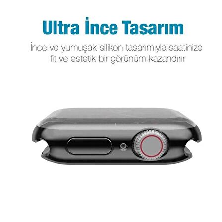 Ally Apple Watch Uyumlu 7 45MM 360 Koruma Ultra Slim Silikon Kılıf