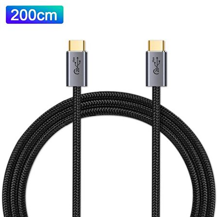 Ally 20Gbps 100W Type-C Macbook 8K Görüntü ve Data Şarj Kablosu 2 Metre SİYAH