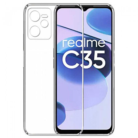 Ally Realme C35 Kılıf Kamera Korumalı Ultra İnce Şeffaf Silikon Kılıf