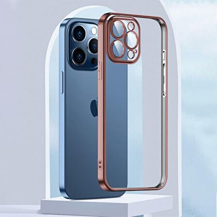ALLY Fashion Series iPhone 13 Pro 6.1inç Kılıf Renkli Kenar Lazer Çerçeveli Silikon Kılıf GOLD
