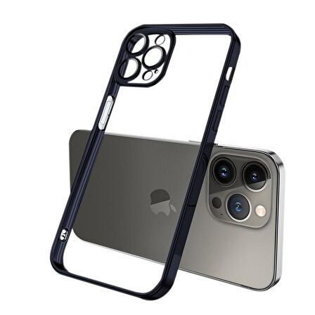 ALLY Fashion Series iPhone 13 Pro 6.1inç Kılıf Renkli Kenar Lazer Çerçeveli Silikon Kılıf FÜME
